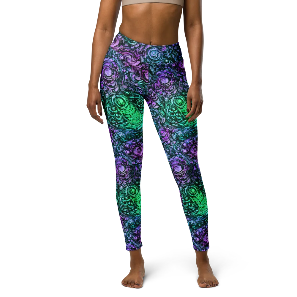 Neon Midnight Garden on Yoga Leggings — Front