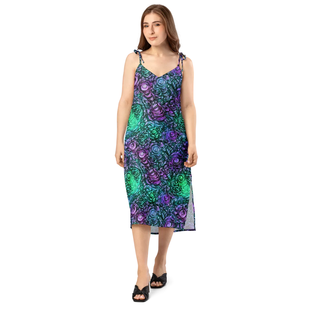 Neon Midnight Garden on Slip Dress — Front