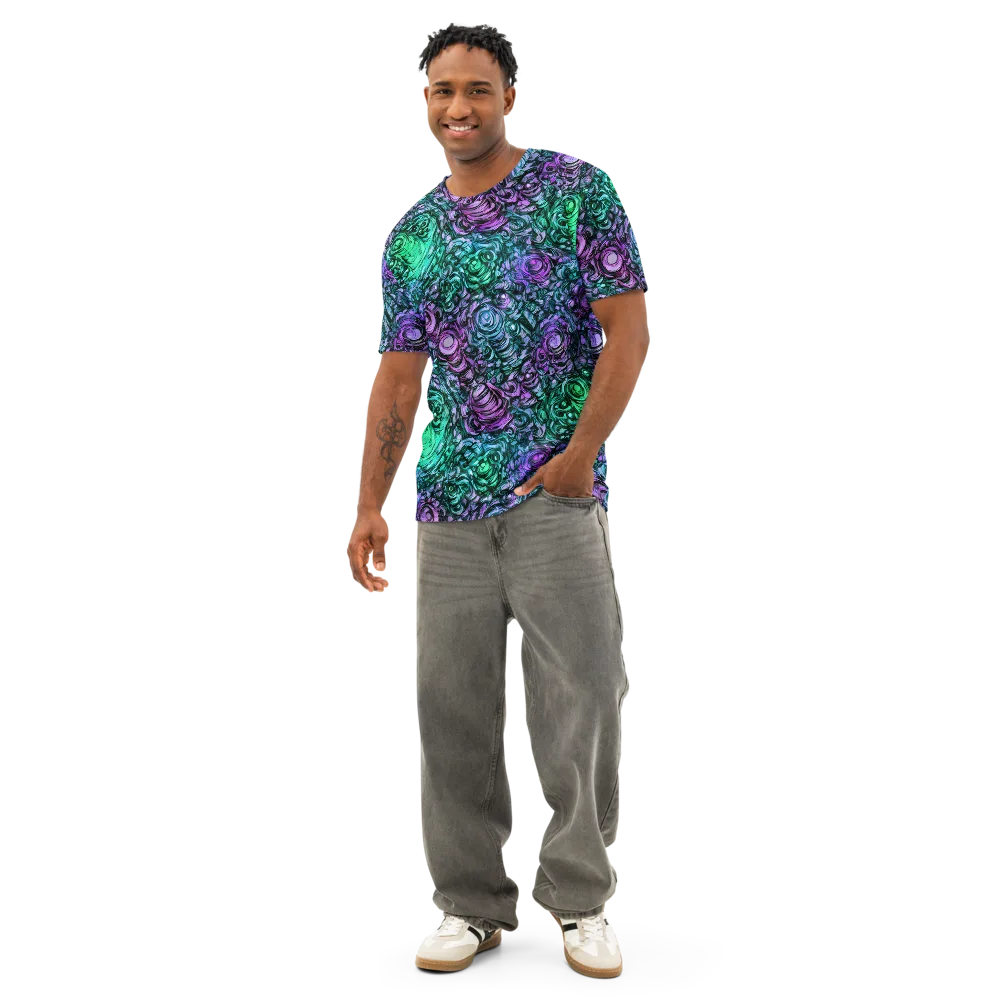 Neon Midnight Garden on Men's Cotton Crew Neck T-Shirt — Front
