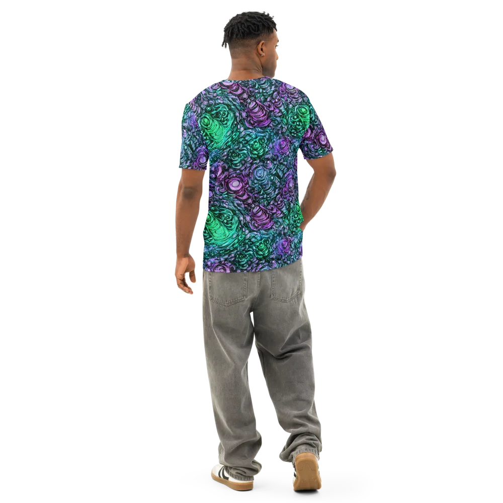 Neon Midnight Garden on Men's Cotton Crew Neck T-Shirt — Back