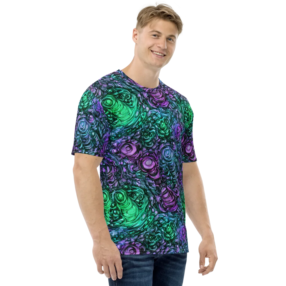 Neon Midnight Garden on Men's Crew Neck T-Shirt — Right