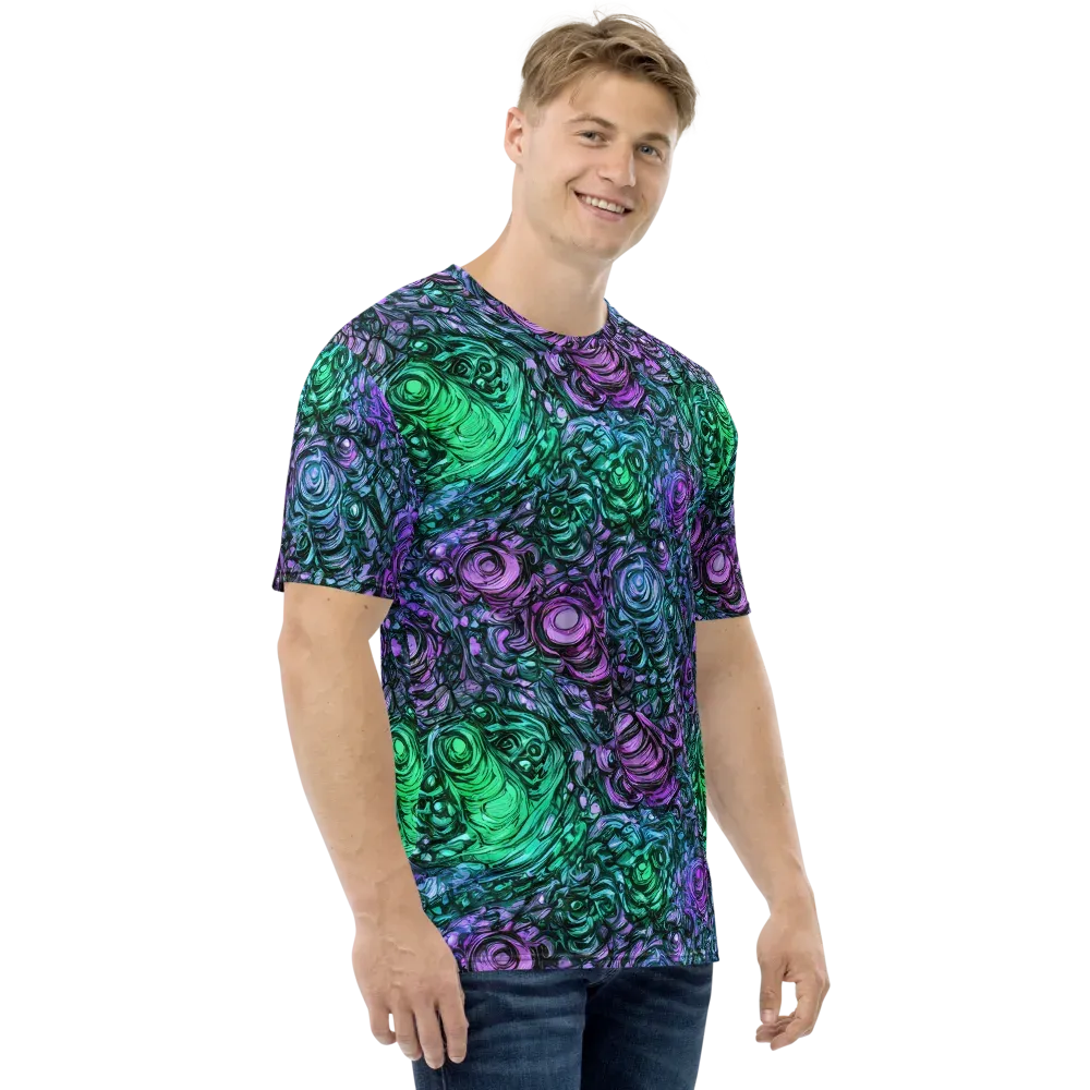Neon Midnight Garden on Men's Crew Neck T-Shirt — Right