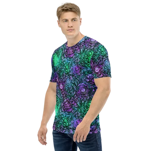 Neon Midnight Garden on a Men's Crew Neck T-Shirt