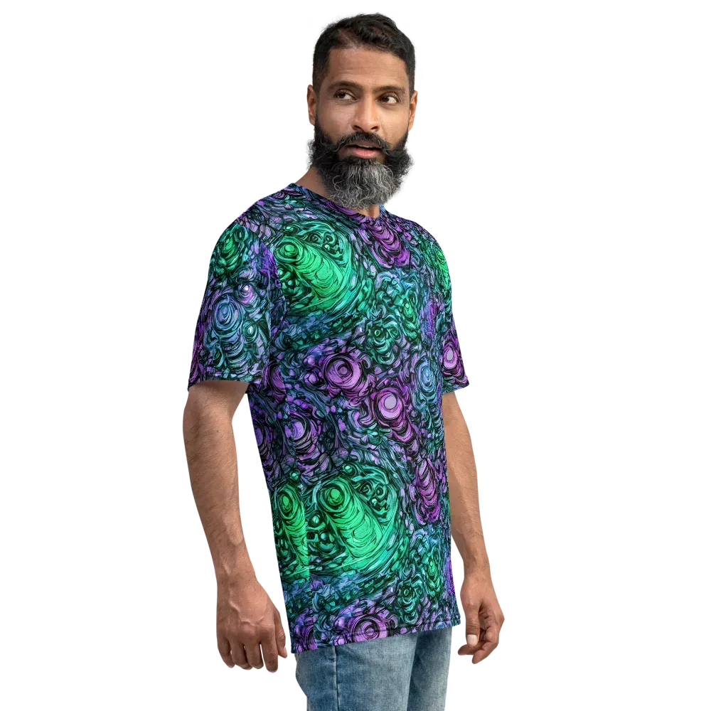 Neon Midnight Garden on Men's Crew Neck T-Shirt — Right