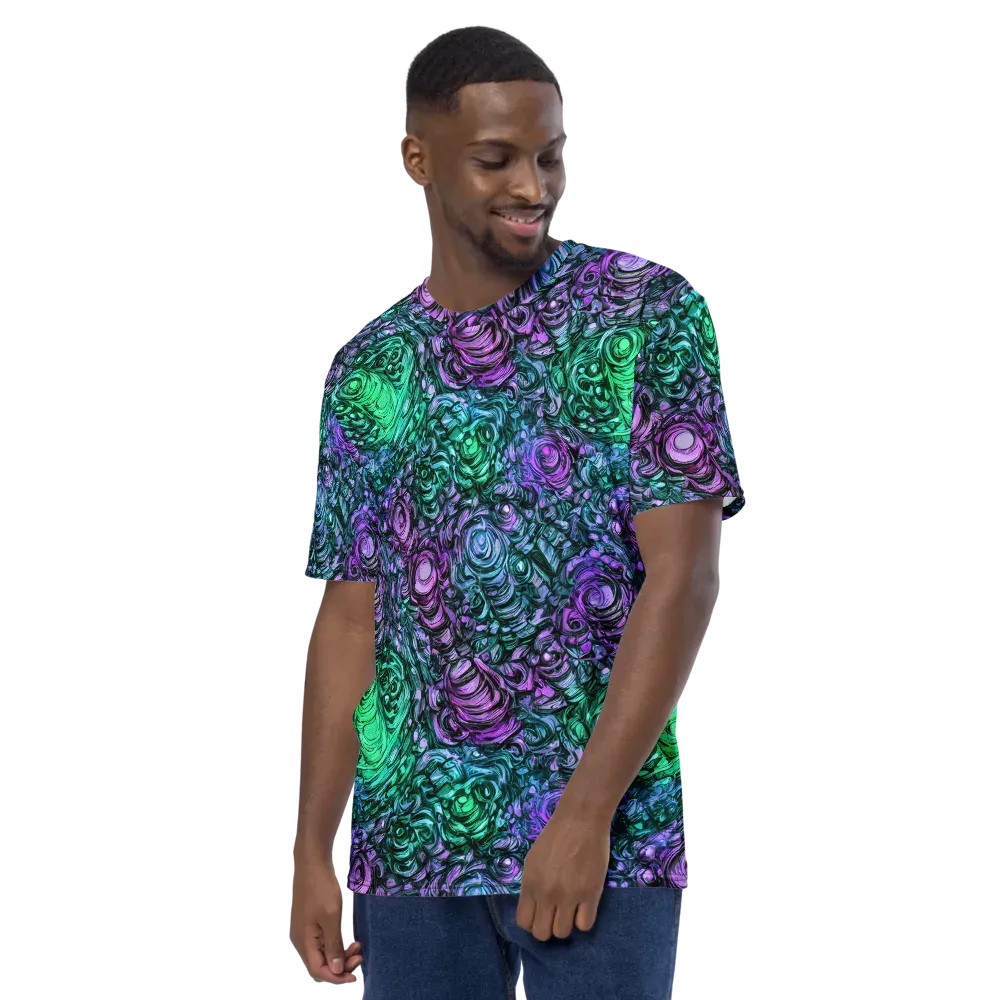 Neon Midnight Garden on Men's Crew Neck T-Shirt — Left