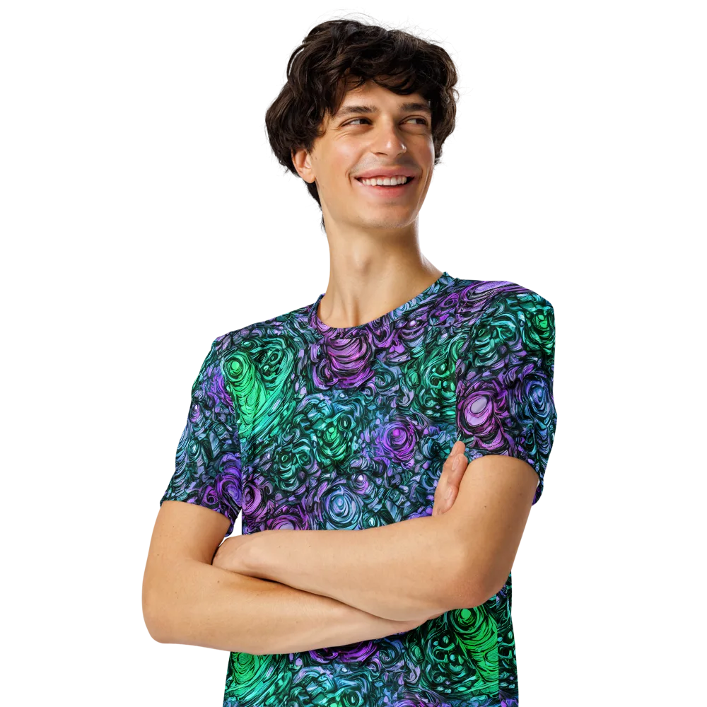 Neon Midnight Garden on Men's Crew Neck T-Shirt — Left Front