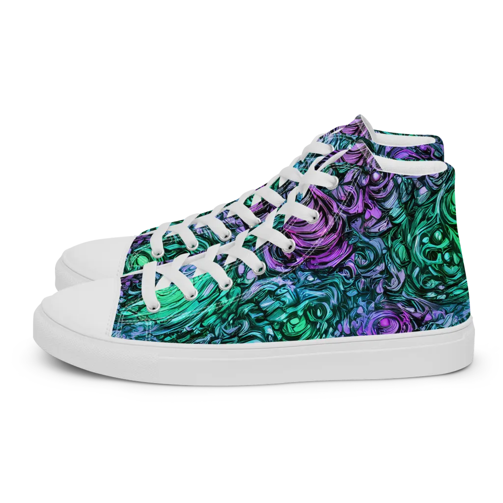 Neon Midnight Garden on Men's High Top Canvas Shoes — Left