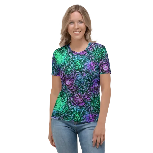 Neon Midnight Garden on a Women's Crew Neck T-Shirt