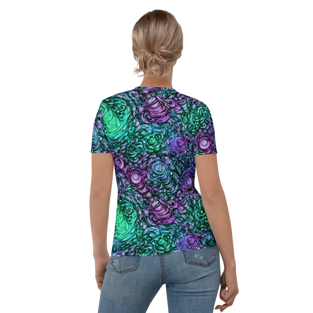 Neon Midnight Garden on Women's Crew Neck T-Shirt — Back