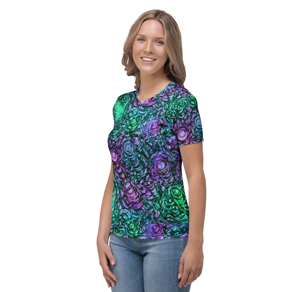 Neon Midnight Garden on Women's Crew Neck T-Shirt — Left