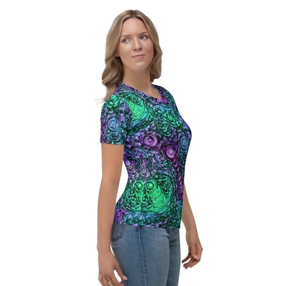 Neon Midnight Garden on Women's Crew Neck T-Shirt — Right