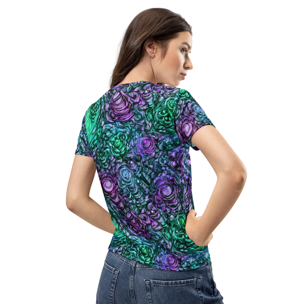 Neon Midnight Garden on Women's Crew Neck T-Shirt — Back
