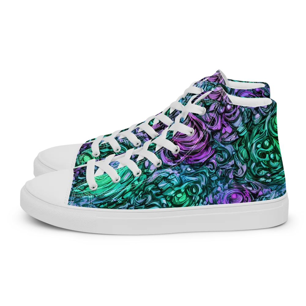 Neon Midnight Garden on Women's High Top Canvas Shoes — Left
