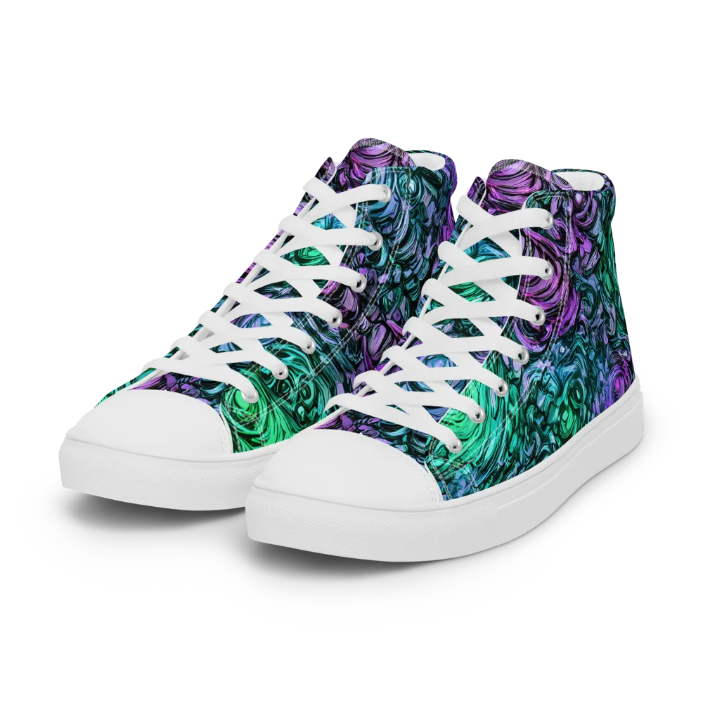 Neon Midnight Garden on Women's High Top Canvas Shoes — Left Front