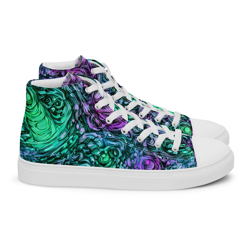 Neon Midnight Garden on Women's High Top Canvas Shoes — Right