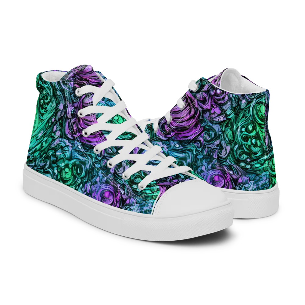 Neon Midnight Garden on Women's High Top Canvas Shoes — Right