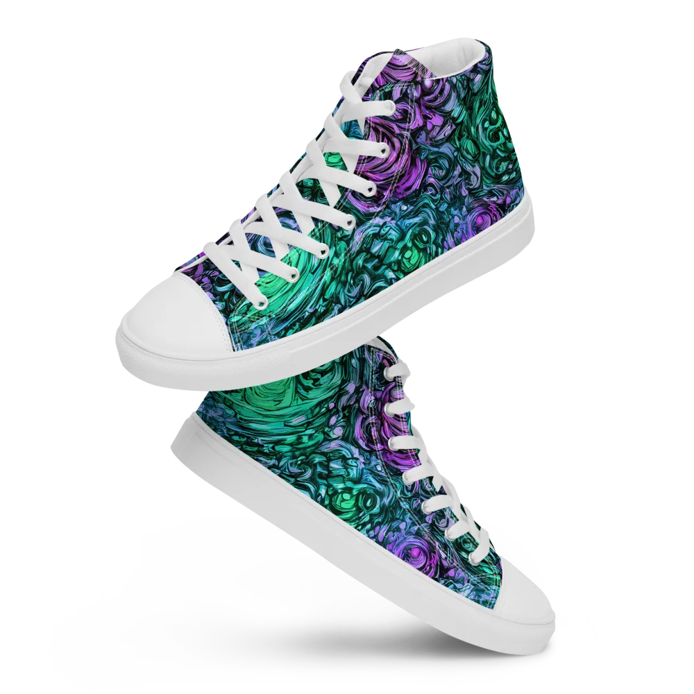 Neon Midnight Garden on Women's High Top Canvas Shoes — Front