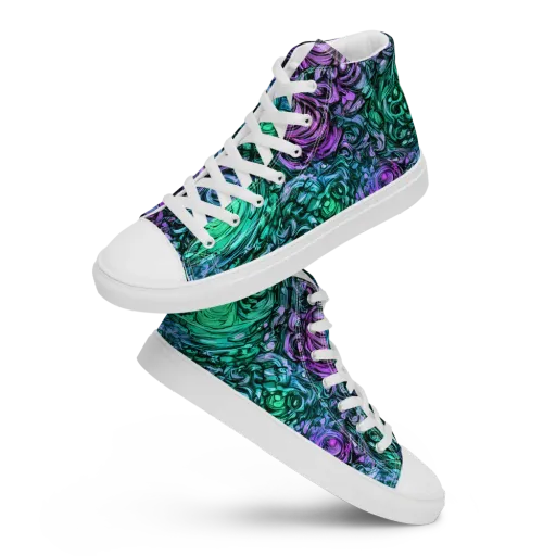 Neon Midnight Garden on a Women's High Top Canvas Shoes