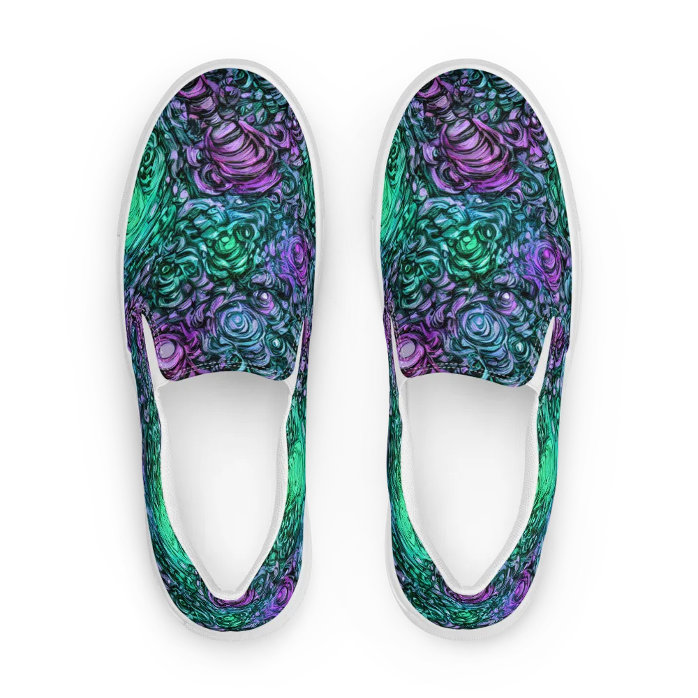 Neon Midnight Garden on Men's Slip-On Canvas Shoes — Front