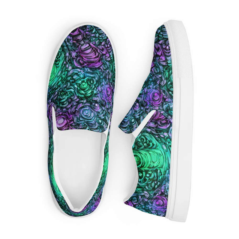 Neon Midnight Garden on Men's Slip-On Canvas Shoes — Front