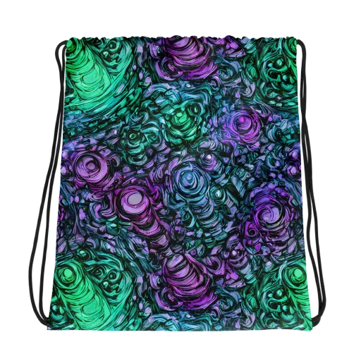 Neon Midnight Garden on a Drawstring Bag