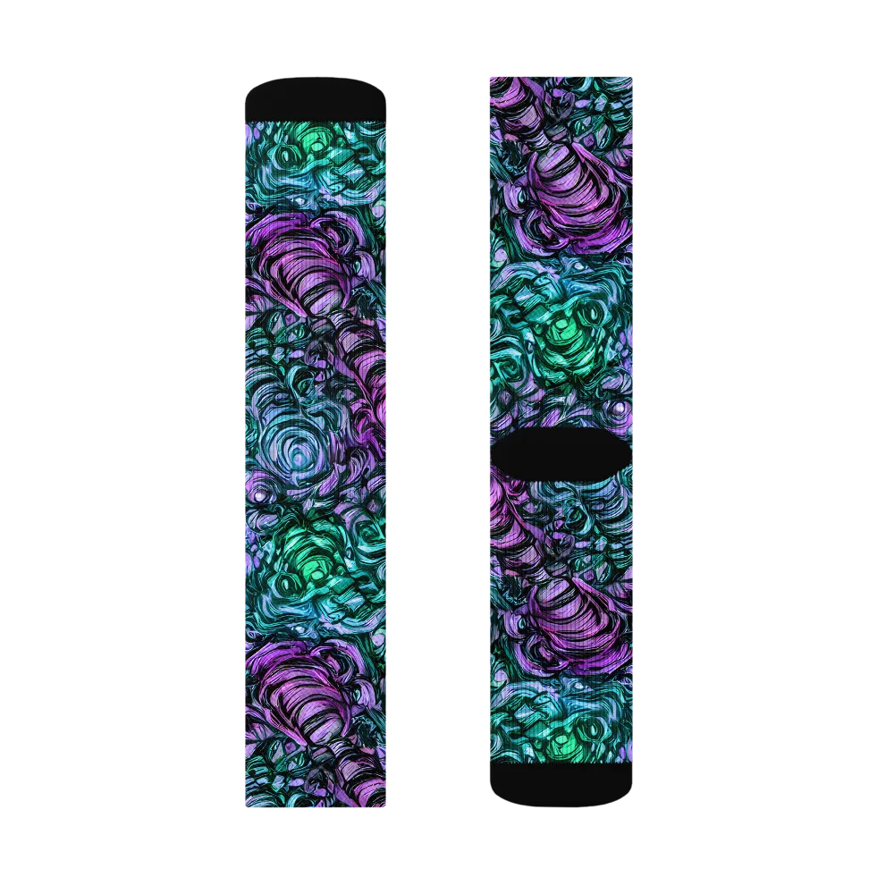 Neon Midnight Garden on Socks — Left Sock