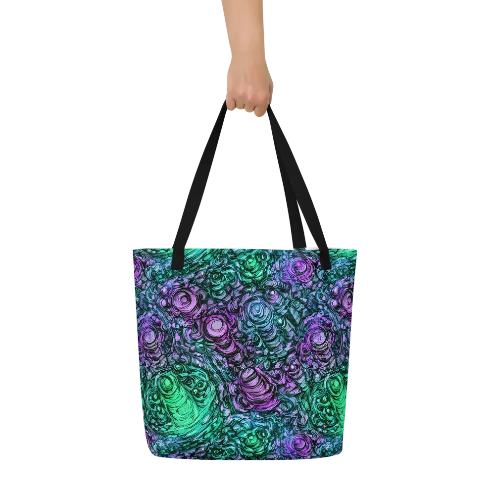 Neon Midnight Garden on Large Tote Bag W/ Pocket — Front