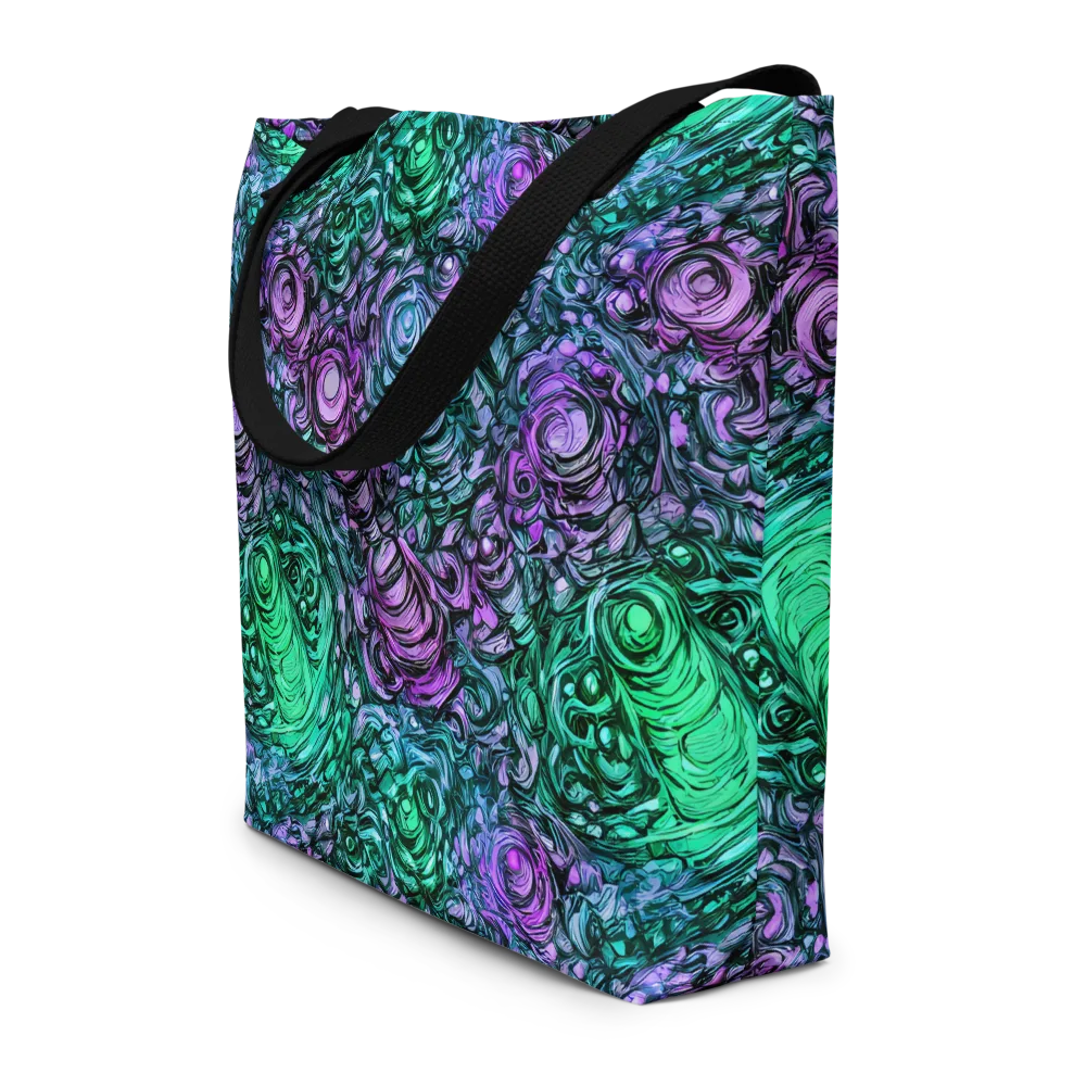 Neon Midnight Garden on Large Tote Bag W/ Pocket — Front