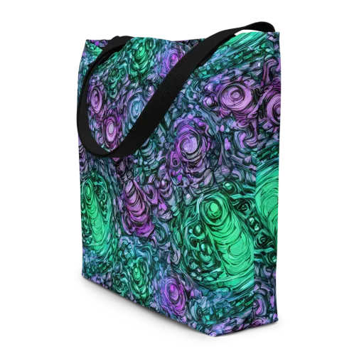 Neon Midnight Garden on a Large Tote Bag W/ Pocket