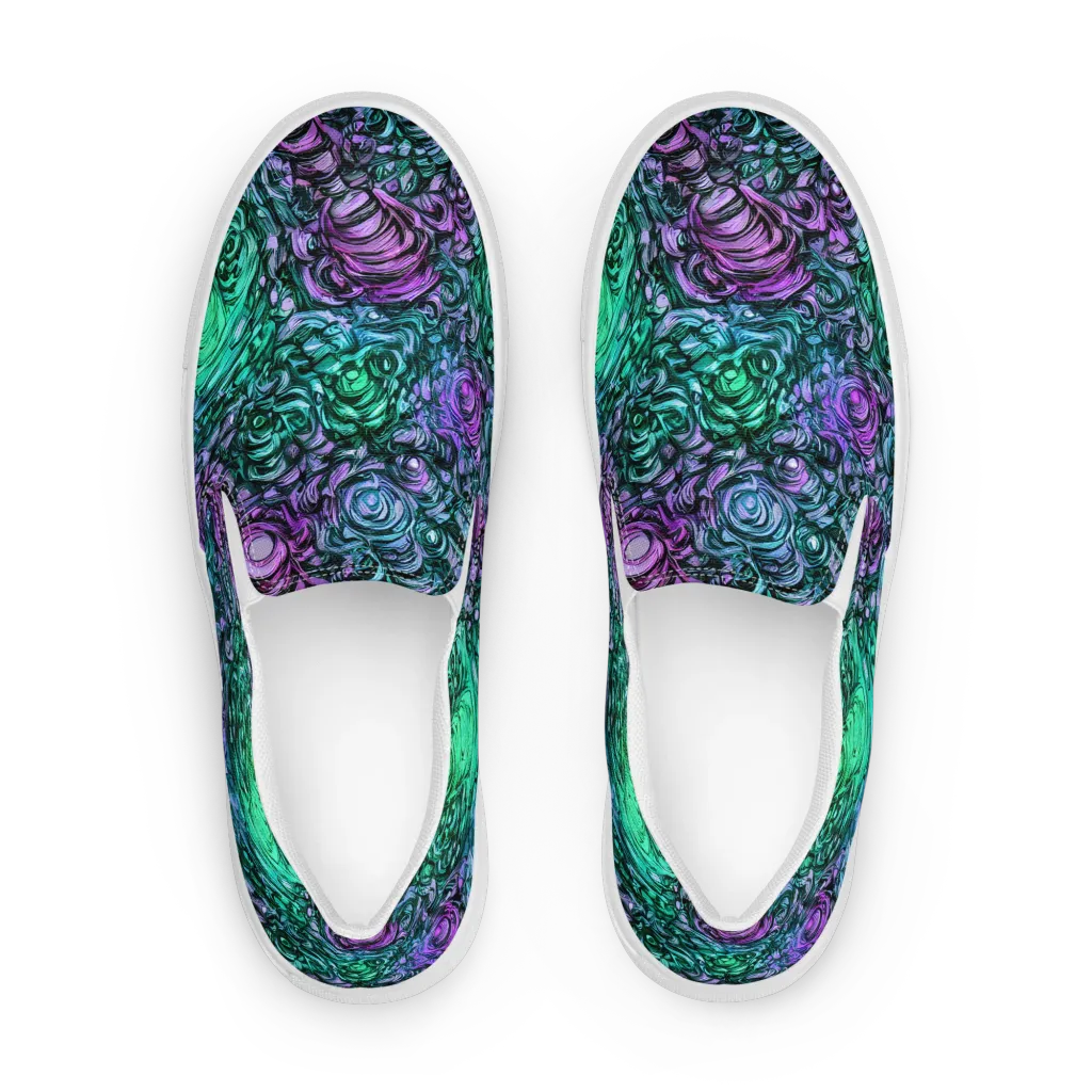Neon Midnight Garden on Women's Slip-On Canvas Shoes — Front
