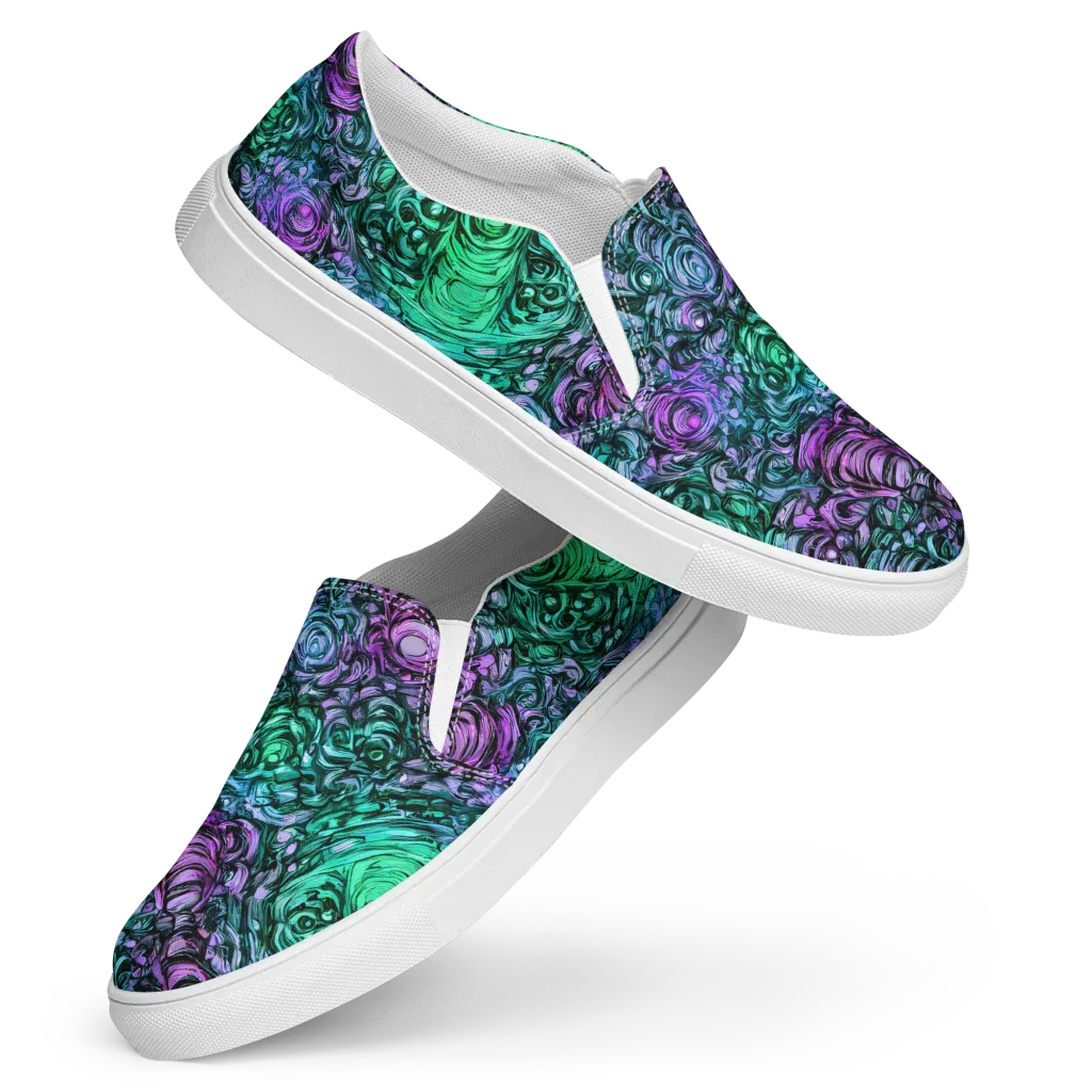 Neon Midnight Garden on Women's Slip-On Canvas Shoes — Front