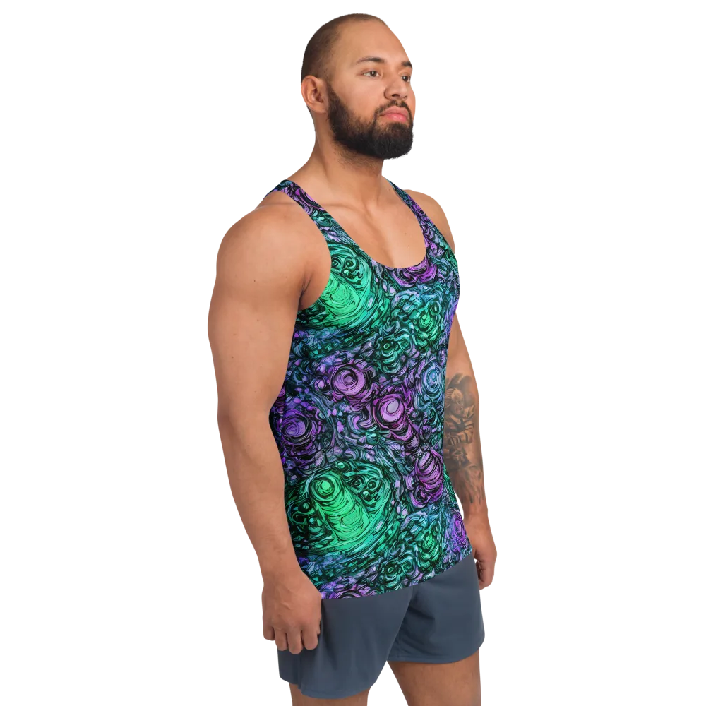 Neon Midnight Garden on Men's Tank Top — Right Front