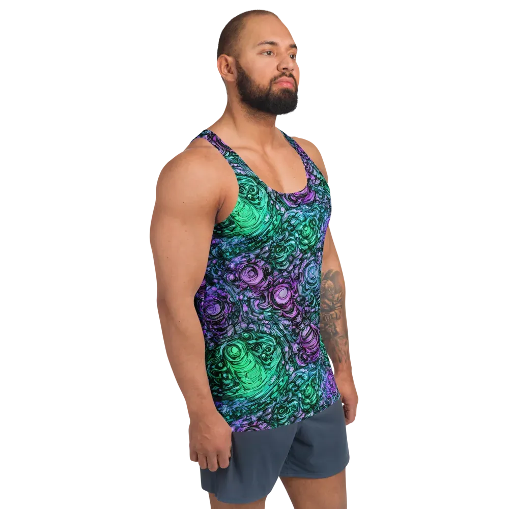 Neon Midnight Garden on Men's Tank Top — Right Front