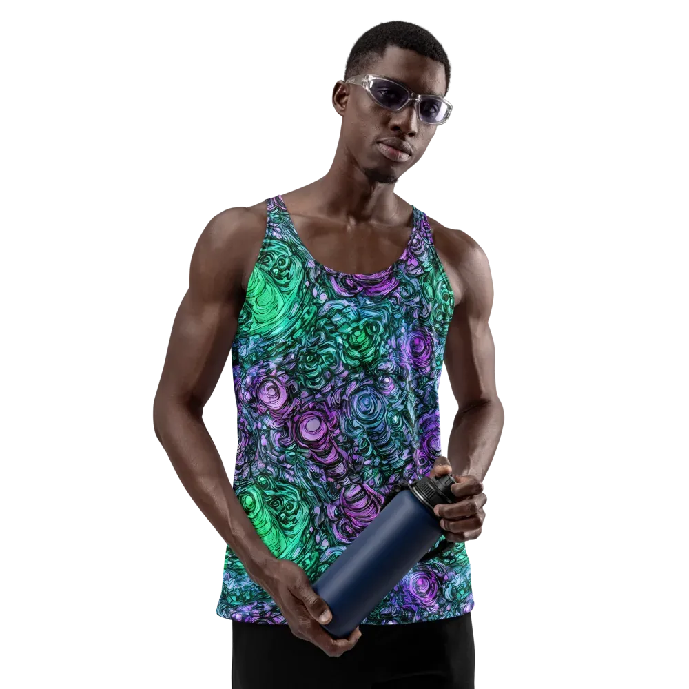 Neon Midnight Garden on Men's Tank Top — Front