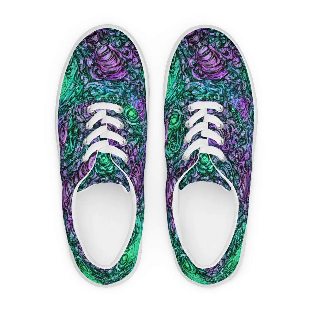 Neon Midnight Garden on Men's Lace-Up Canvas Shoes — Front