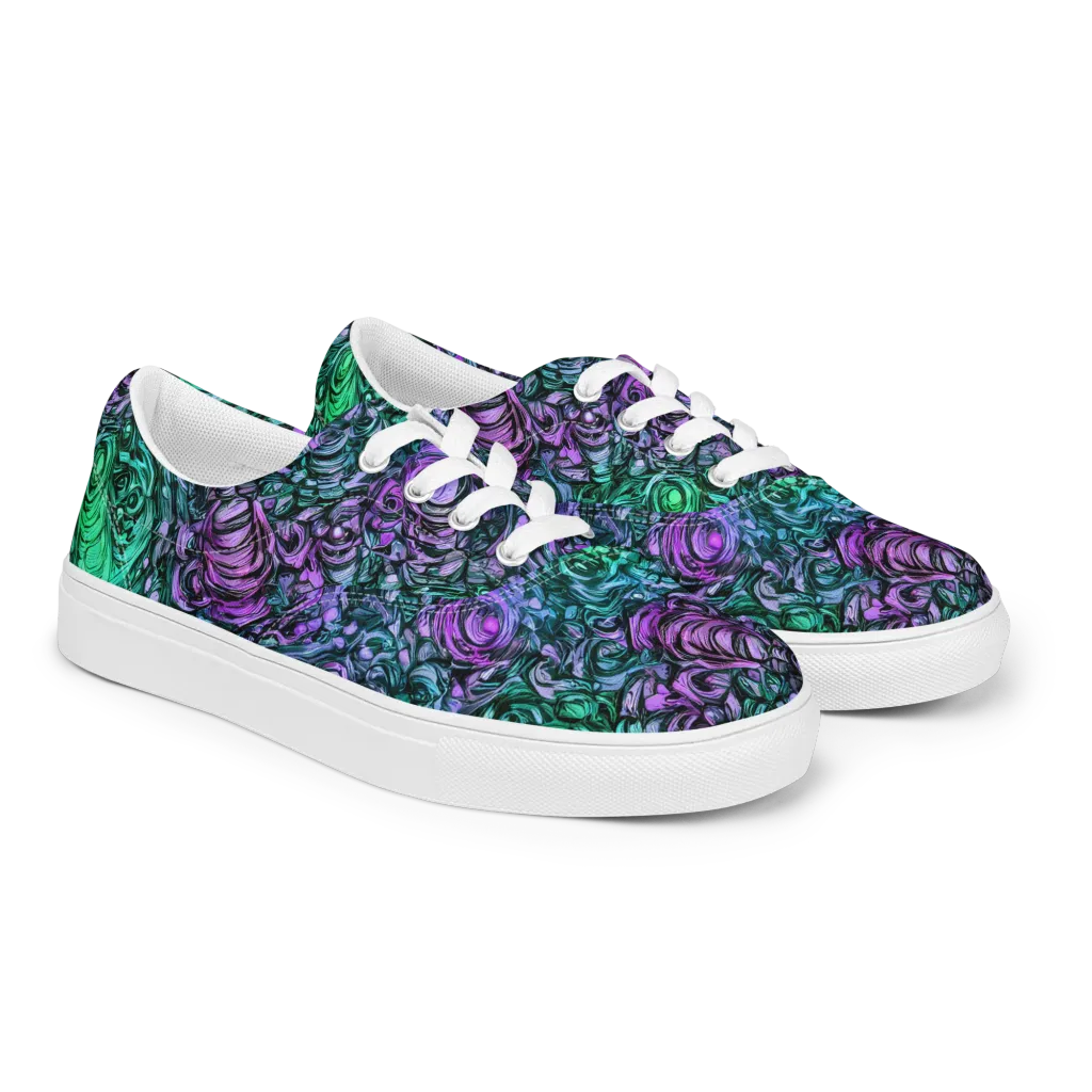 Neon Midnight Garden on Men's Lace-Up Canvas Shoes — Right Front