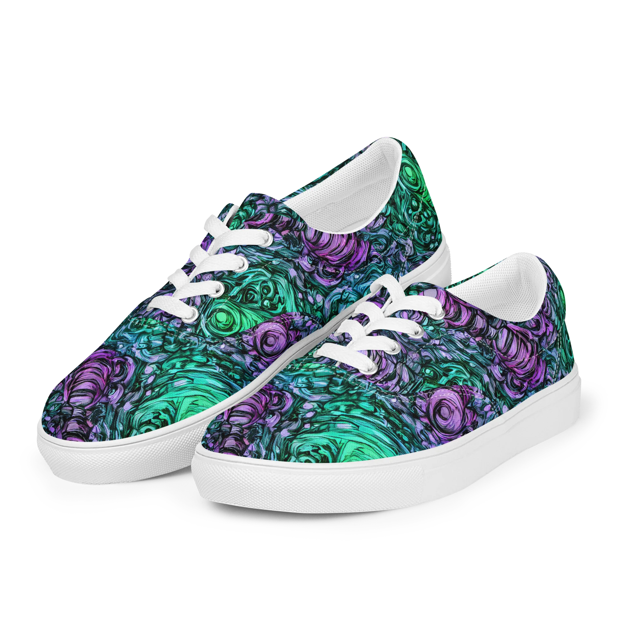 Neon Midnight Garden on Men's Lace-Up Canvas Shoes — Left Front