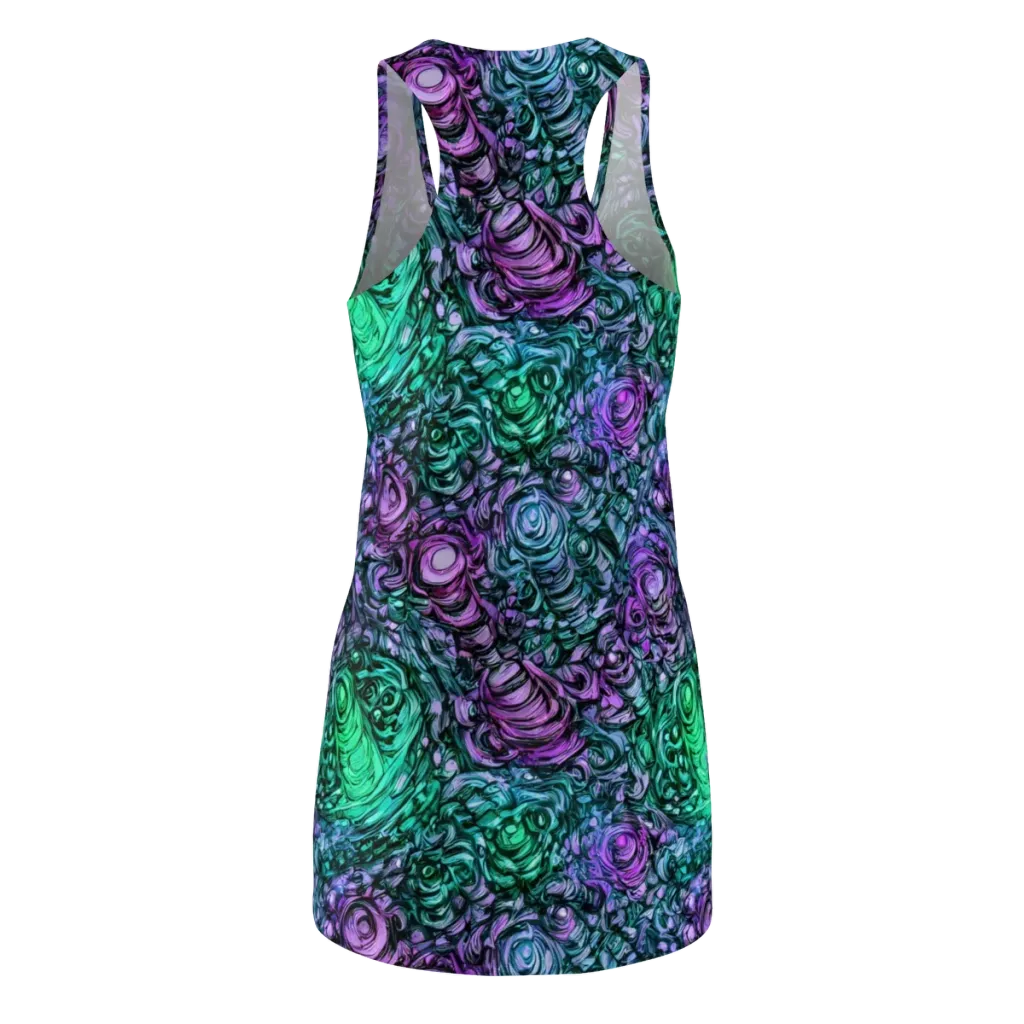 Neon Midnight Garden on Racerback Dress — Back