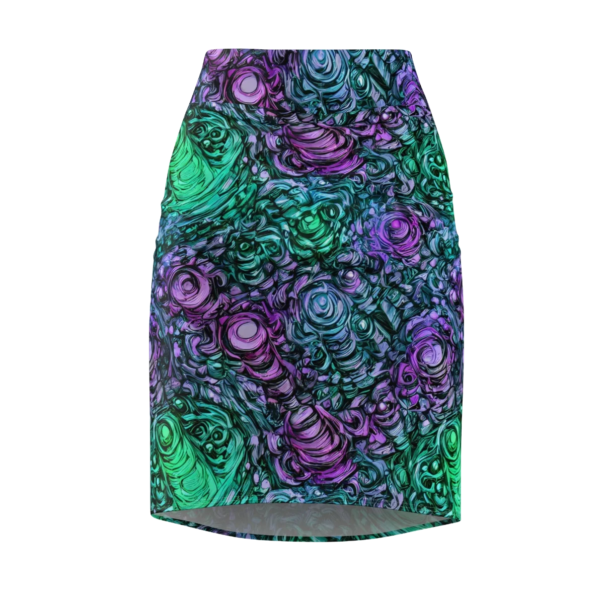 Neon Midnight Garden on Pencil Skirt — Front