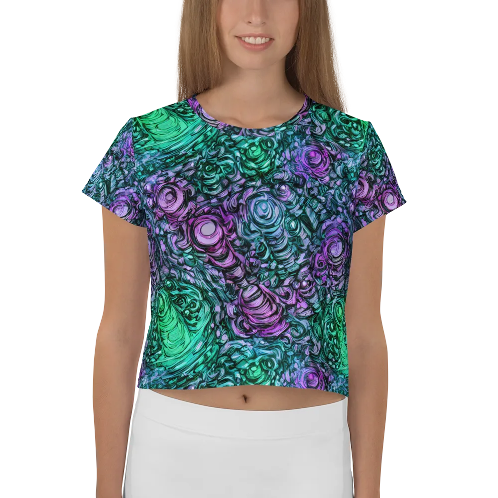 Neon Midnight Garden on Crop Tee — Front