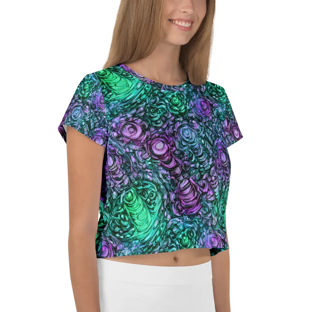 Neon Midnight Garden on Crop Tee — Right
