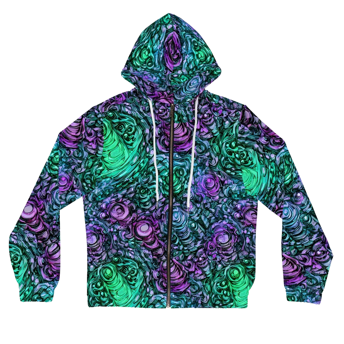 Neon Midnight Garden on Women's Full-Zip Hoodie — Front