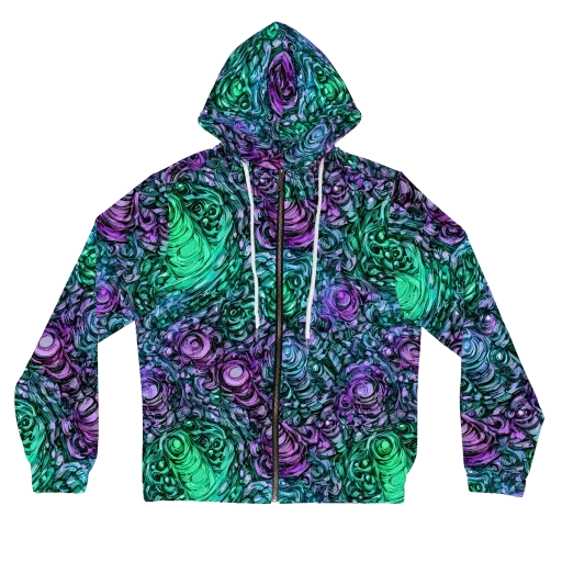 Neon Midnight Garden on a Women's Full-Zip Hoodie