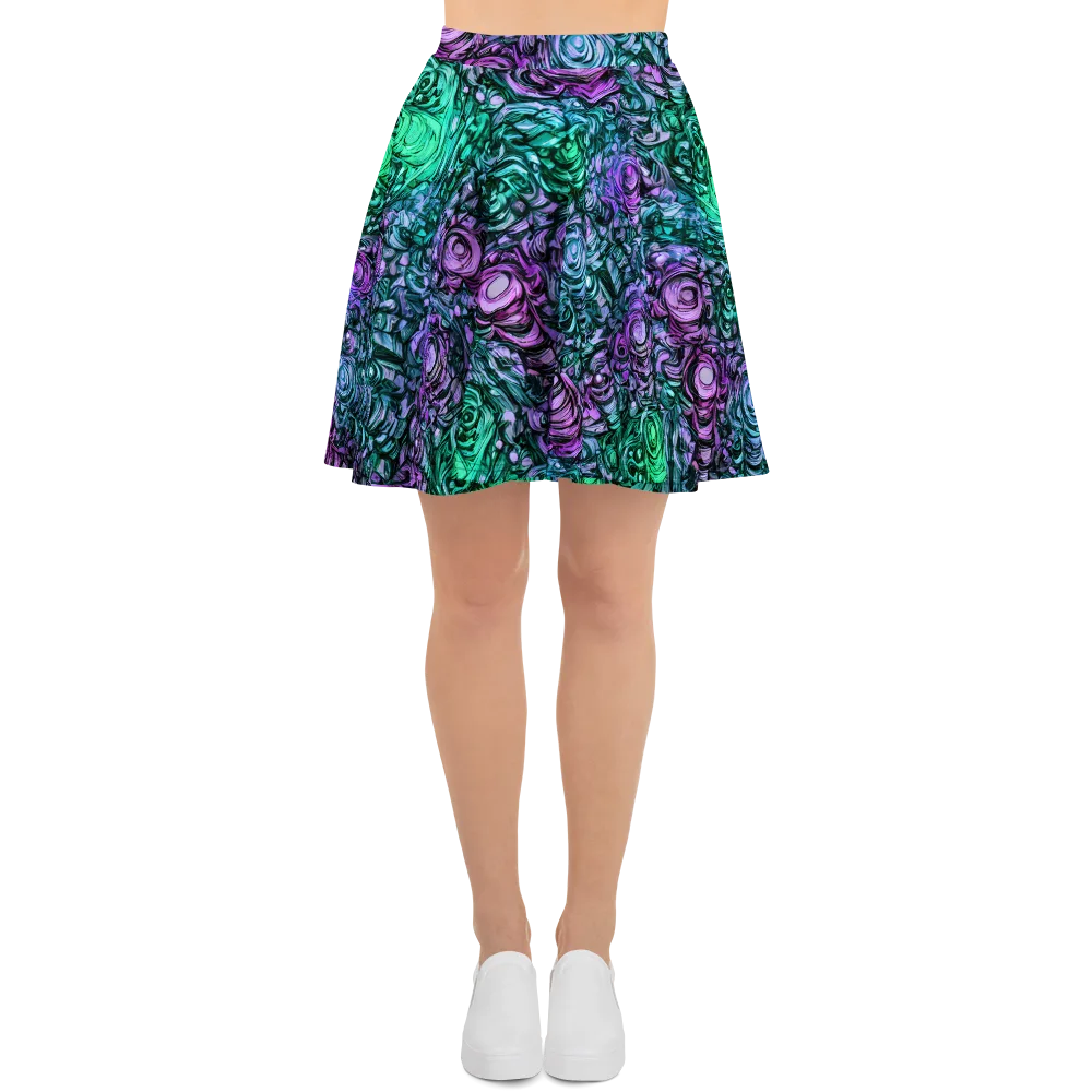 Neon Midnight Garden on Skater Skirt — Front