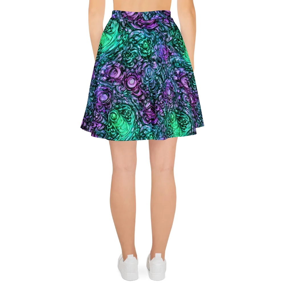 Neon Midnight Garden on Skater Skirt — Back