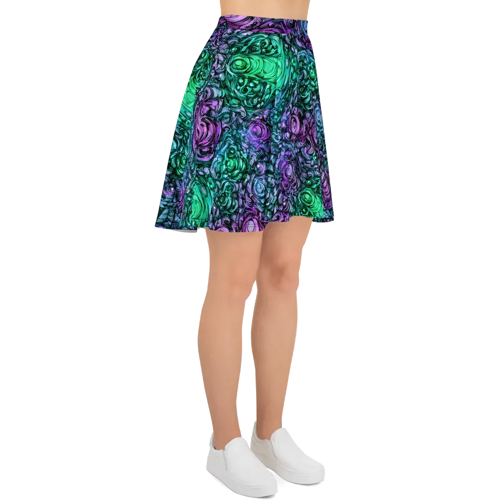 Neon Midnight Garden on Skater Skirt — Right