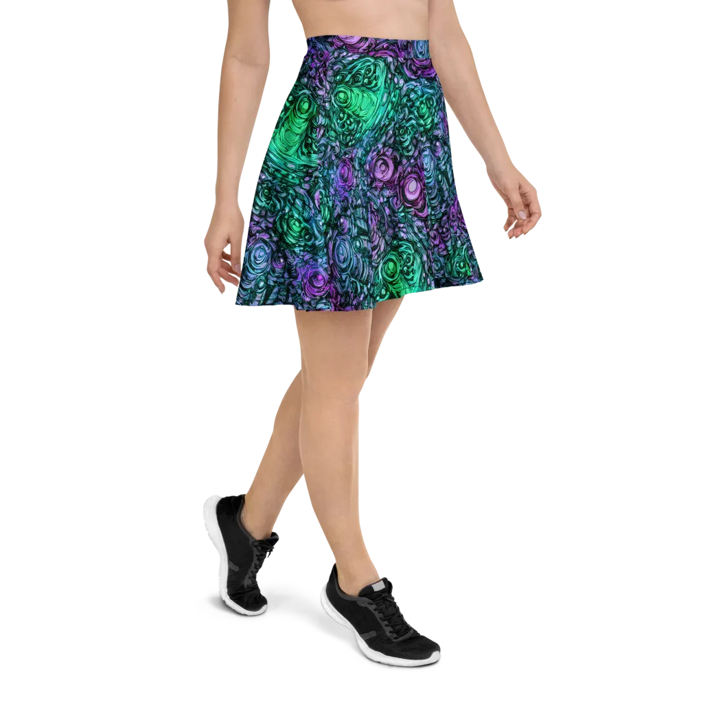 Neon Midnight Garden on Skater Skirt — Right