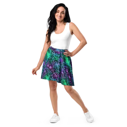 Neon Midnight Garden on a Skater Skirt