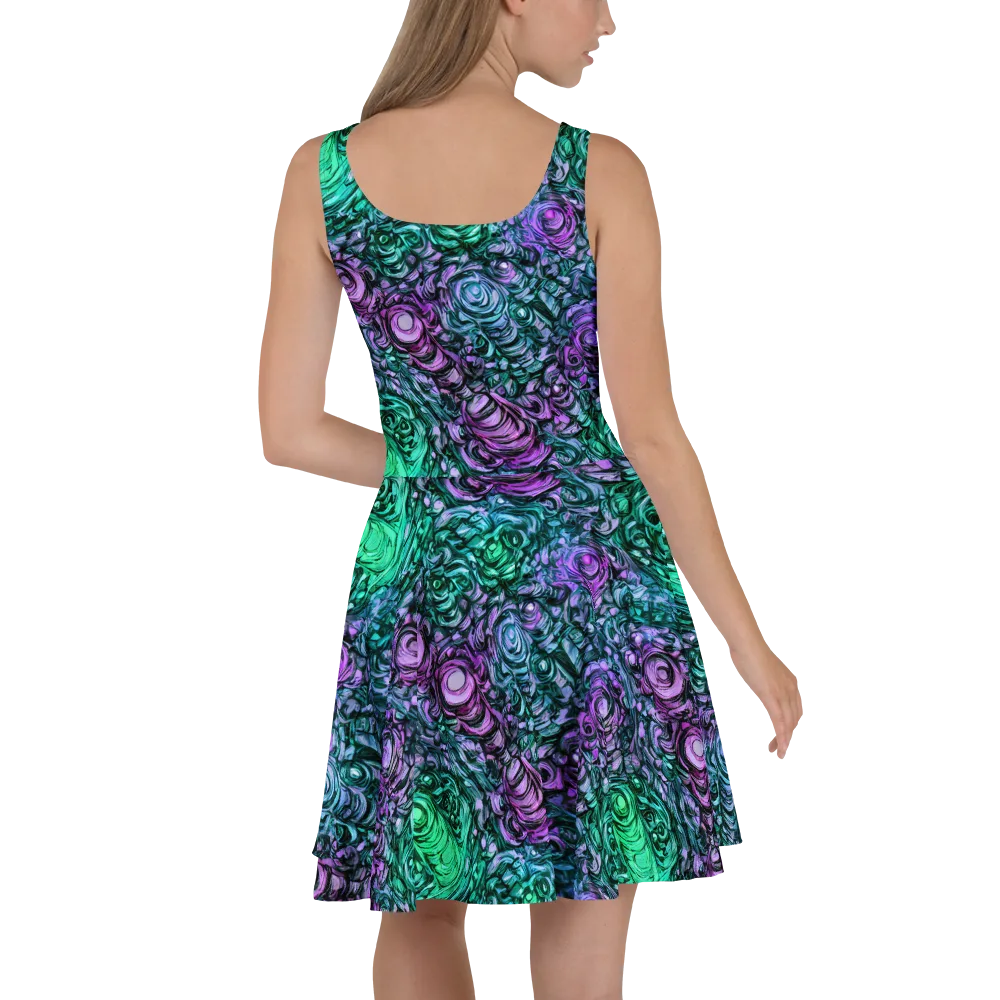 Neon Midnight Garden on Skater Dress — Back