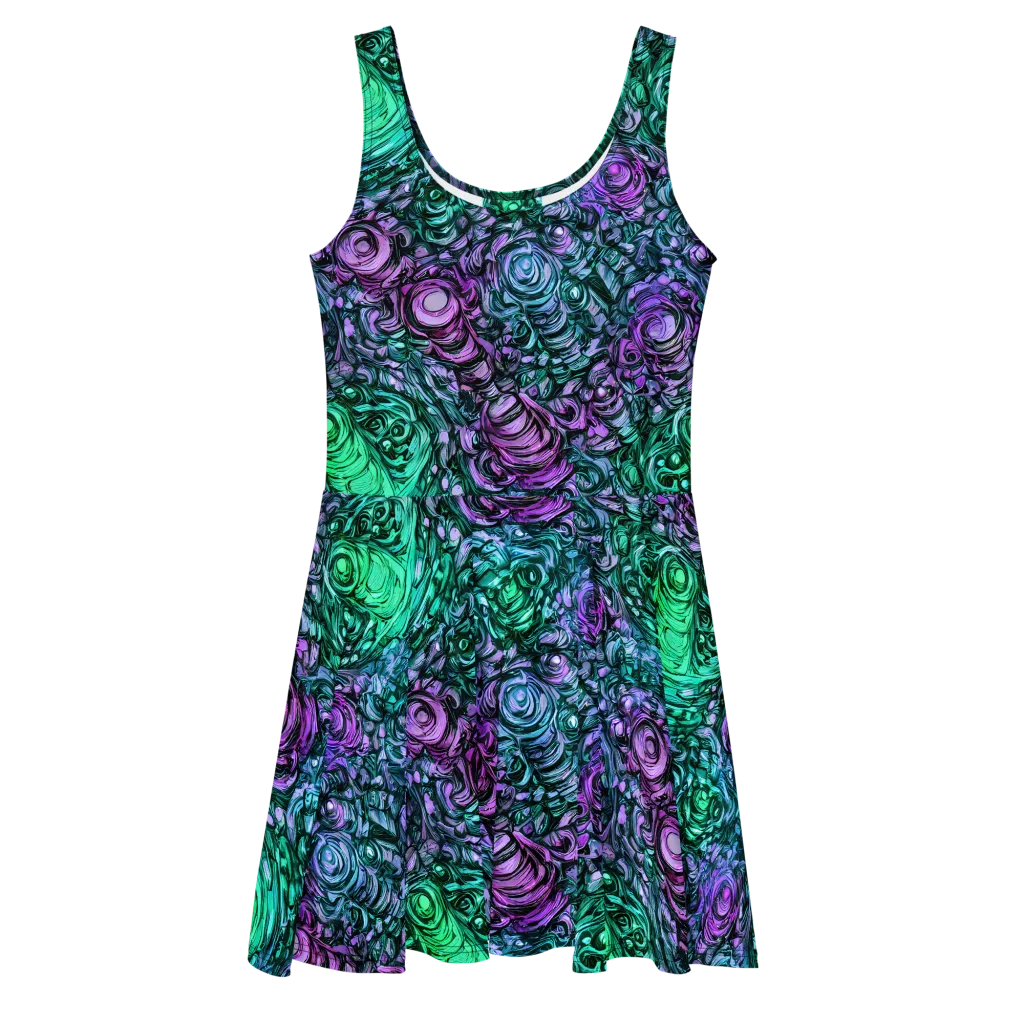 Neon Midnight Garden on Skater Dress — Front